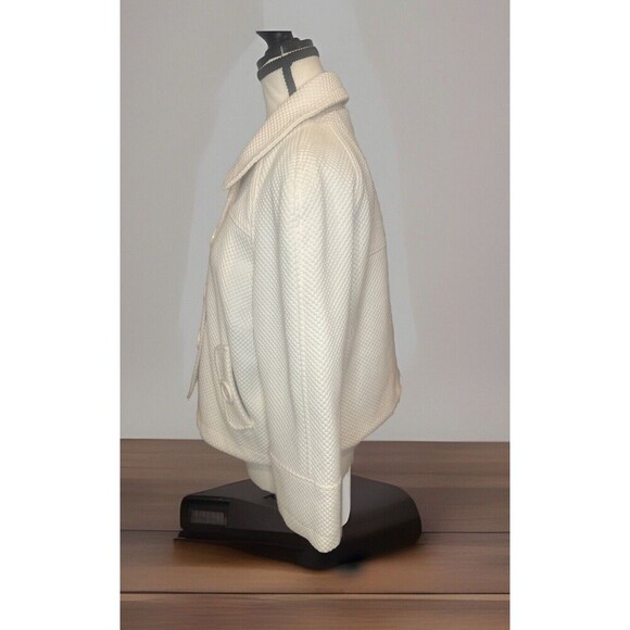 Women’s Maurices CREAM Waffle Short Lined Pea Coat XL Large Buttons Pockets NWOT - Picture 3 of 11